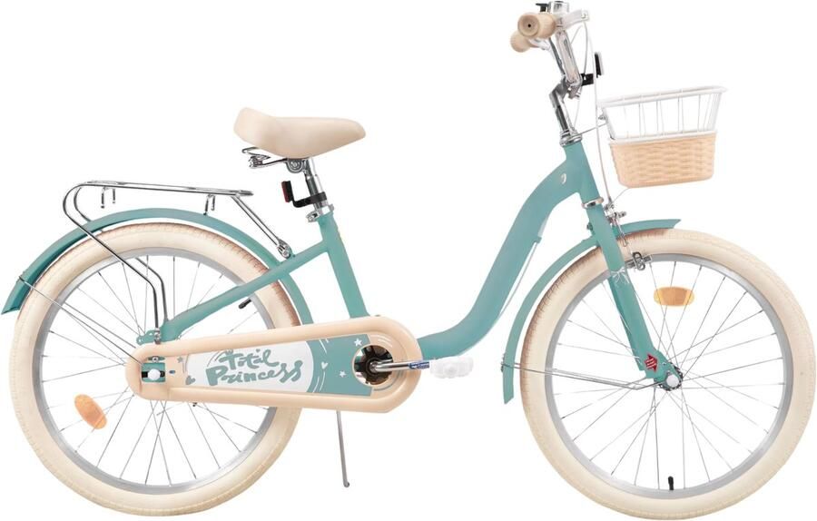 Happiq Kinderfiets – Voor kinderen van 3-10 jaar – Met zijwieltjes fiets dje en bagagerek – Groen 51 cm