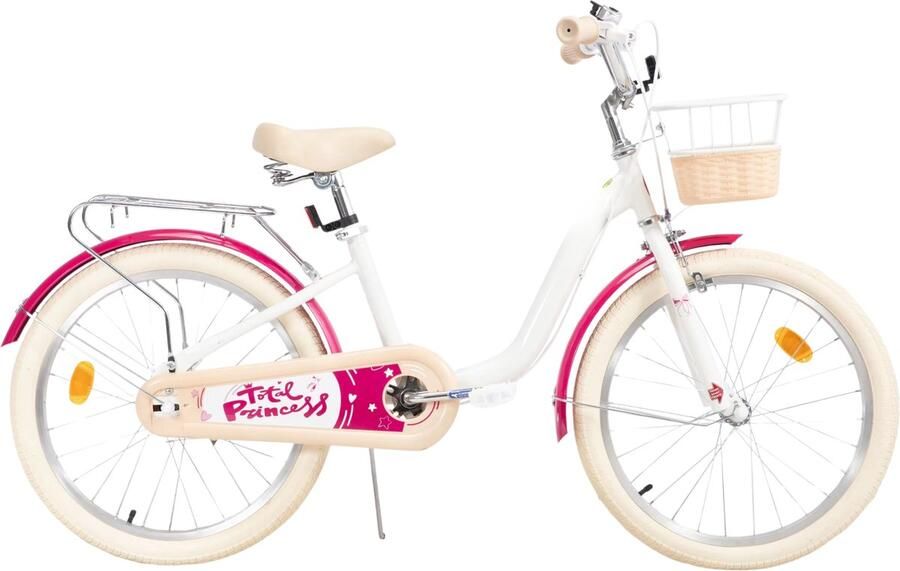 Happiq Kinderfiets – Voor kinderen van 3-10 jaar – Met zijwieltjes fiets dje en bagagerek – Wit 51 cm - Foto 1