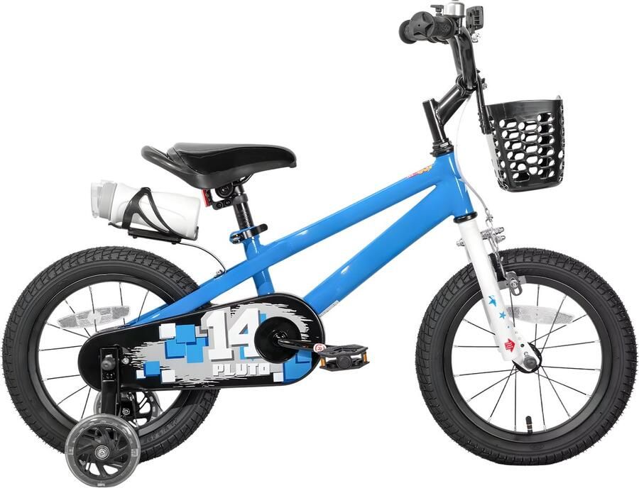 Happiq Kinderfiets – Voor kinderen van 3-12 jaar – Met oplichtende zijwieltjes – Blauw 30 cm