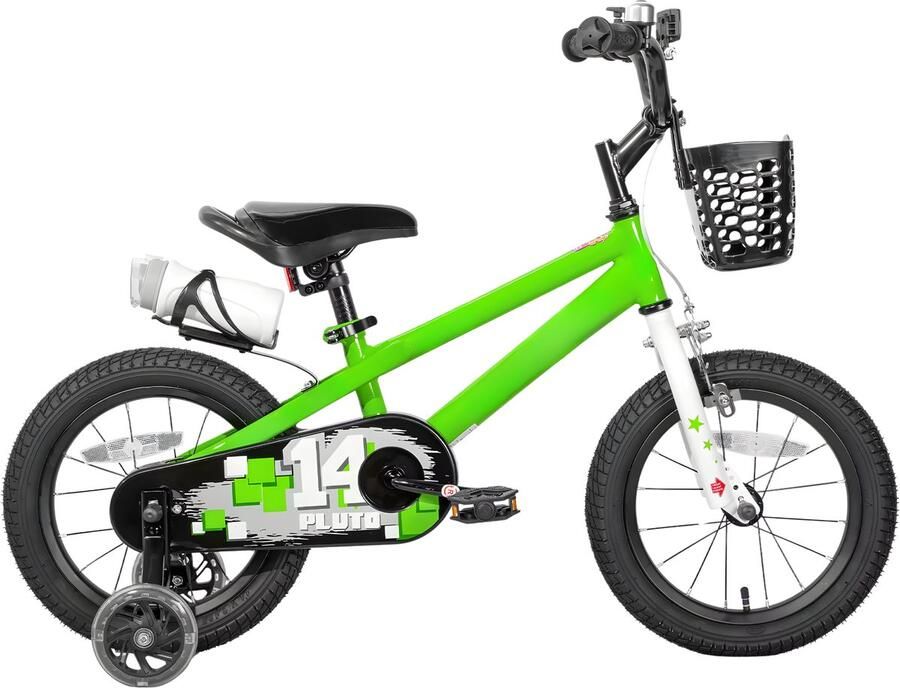 Happiq Kinderfiets – Voor kinderen van 3-12 jaar – Met oplichtende zijwieltjes – Groen 41 cm