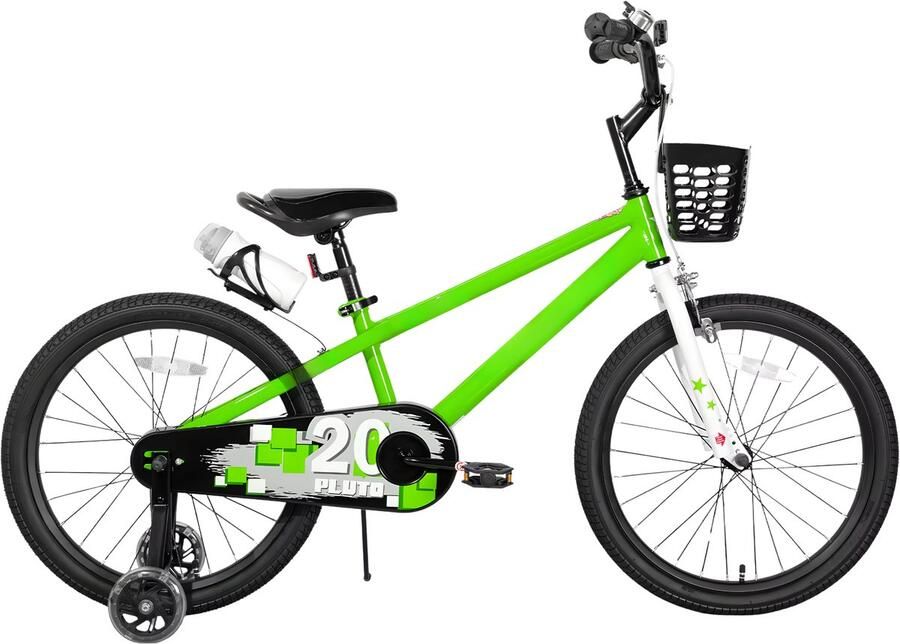Happiq Kinderfiets – Voor kinderen van 3-12 jaar – Met oplichtende zijwieltjes – Groen 51 cm