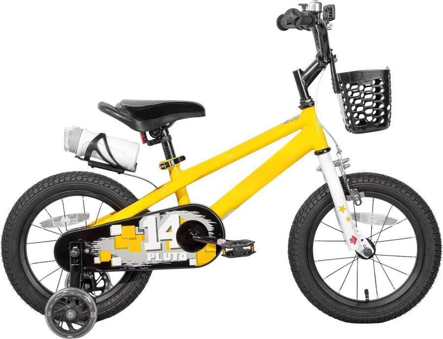 Happiq Kinderfiets – Voor kinderen van 3-12 jaar – Met oplichtende zijwieltjes – Oranje 41 cm