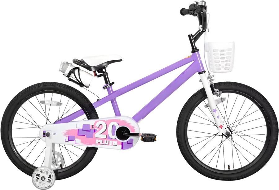Happiq Kinderfiets – Voor kinderen van 3-12 jaar – Met oplichtende zijwieltjes – Paars 41 cm