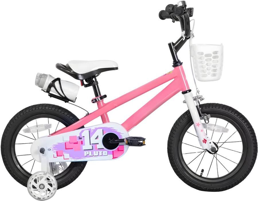Happiq Kinderfiets – Voor kinderen van 3-12 jaar – Met oplichtende zijwieltjes – Paars 41 cm