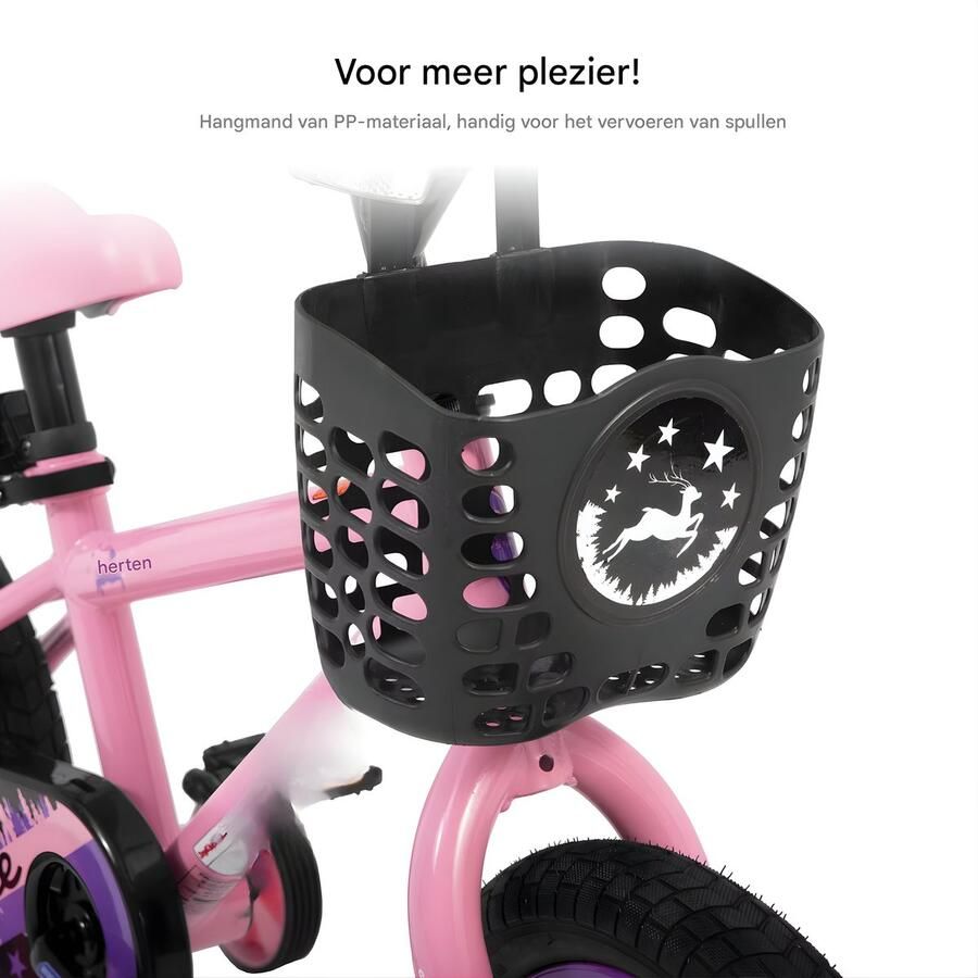 Happiq Kinderfiets – Voor meisjes van 3–10 jaar – Met zijwieltjes kettingbeschermer en mandje – 36 cm 41 cm 51 cm wielen blauw