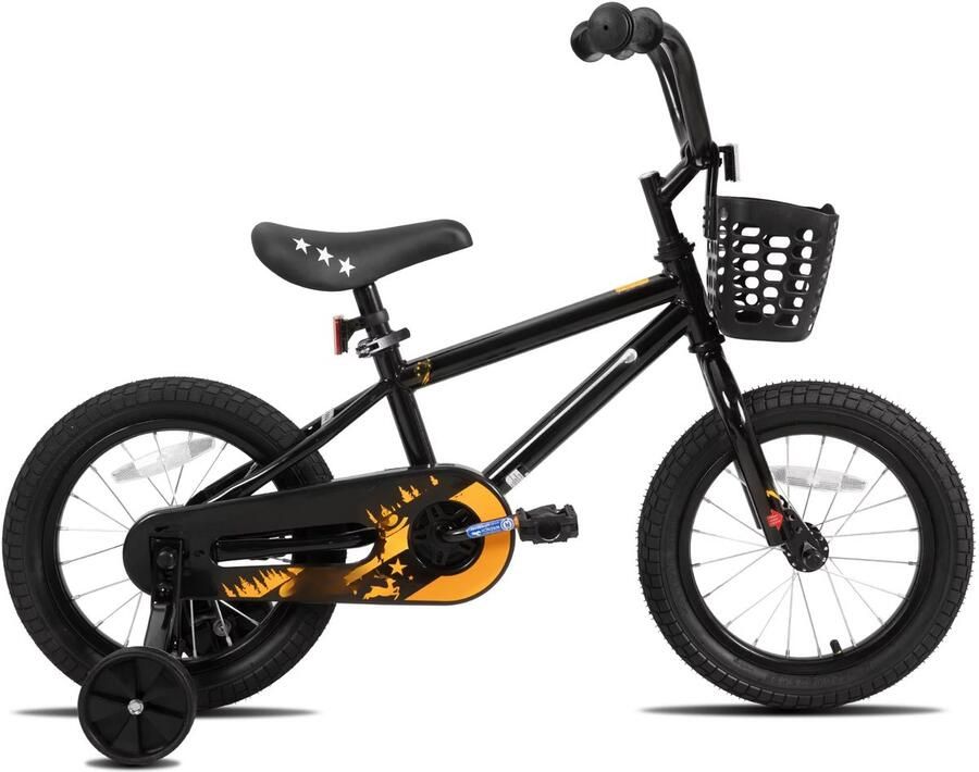 Happiq Kinderfiets – Voor meisjes van 3–10 jaar – Met zijwieltjes kettingbeschermer en mandje – 36 cm 41 cm 51 cm wielen zwart