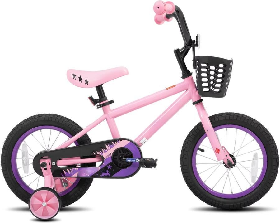 Happiq Kinderfiets – Voor meisjes van 3–10 jaar – Met zijwieltjes kettingbeschermer en mandje – 36 cm 41 cm 51 cm wielen roze