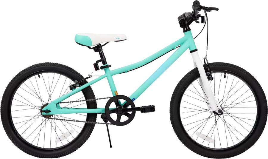 Happiq Kindermountainbike – Voor en – Single Speed dubbele handrem en standaard – Mintgroen 51 cm