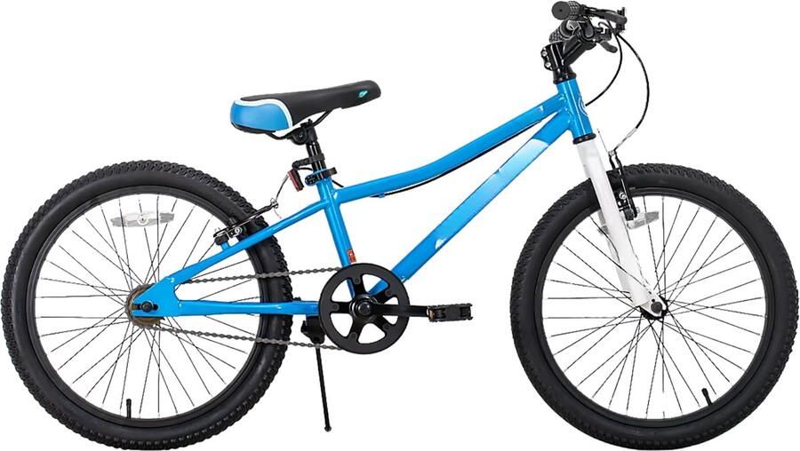 Happiq Kindermountainbike – Voor en – Single Speed dubbele handrem en standaard – Blauw 51 cm