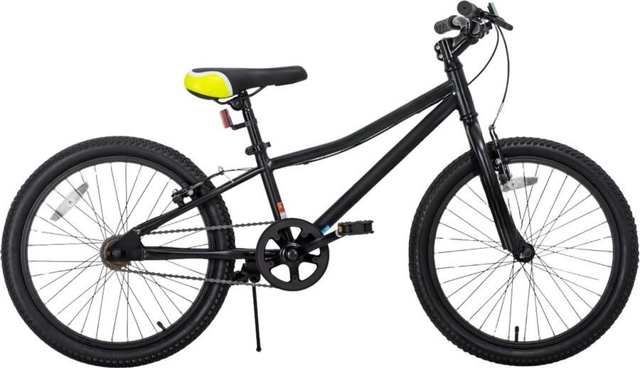 Happiq Kindermountainbike – Voor en – Single Speed dubbele handrem en standaard – Zwart 51 cm