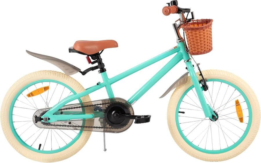 Happiq Meisjesfiets – Voor kinderen – Met zijwieltjes handrem coasterrem en mandje – Groen 36 cm