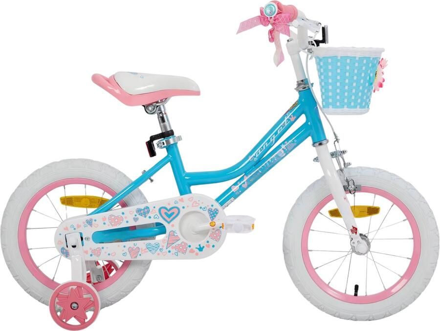 Happiq Meisjesfiets – Voor peuters en kinderen van 2-9 jaar – Met zijwieltjes mandje handrem & standaard – Blauw 30 cm