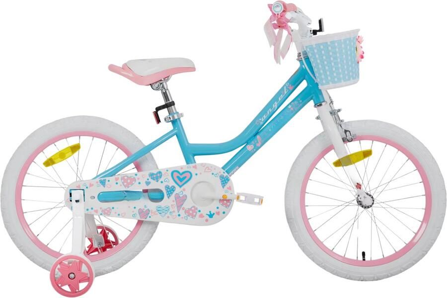 Happiq Meisjesfiets – Voor peuters en kinderen van 2-9 jaar – Met zijwieltjes mandje handrem en standaard – Blauw 46 cm