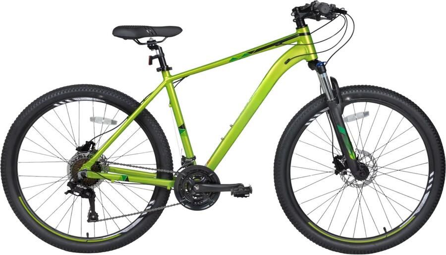 Happiq Mountainbike – Voor heren – 21 versnellingen hydraulische schijfremmen vergrendelbare verende vork 27 5 inch (70 cm) wiel – Green-21