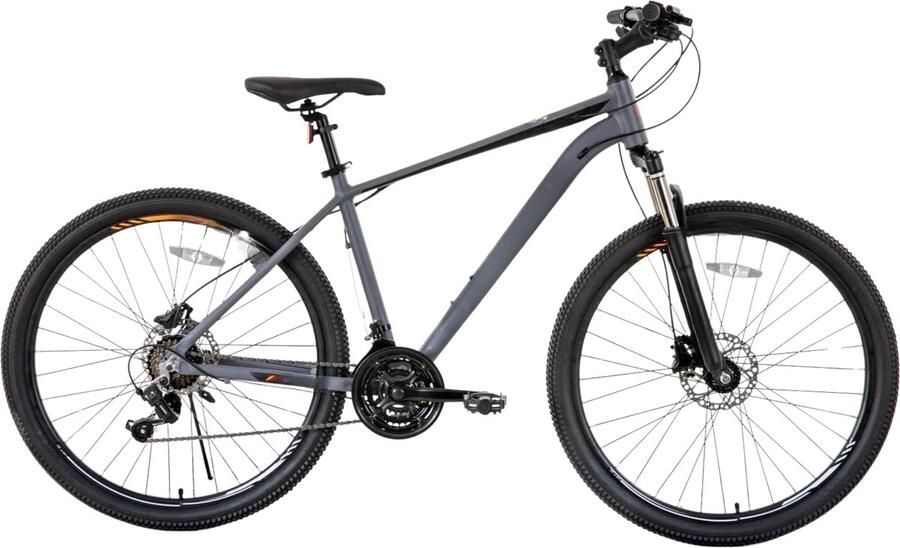 Happiq Mountainbike – Voor heren – 21 versnellingen hydraulische schijfremmen vergrendelbare verende vork 27 5 inch (70 cm) wiel – Grey and RED-21