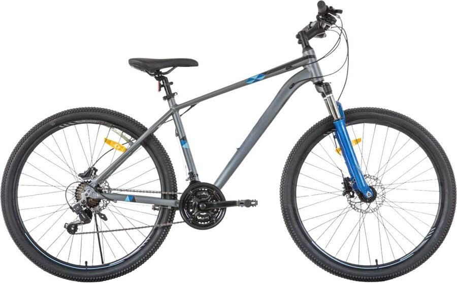 Happiq Mountainbike – Voor heren – 21 versnellingen hydraulische schijfremmen vergrendelbare verende vork 27 5 inch (70 cm) wiel – Grey and Blue-21