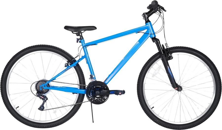 Happiq Mountainbike – Voor en – 18 snelheden stalen frame V-rem hardtail – 66-69 cm blauw