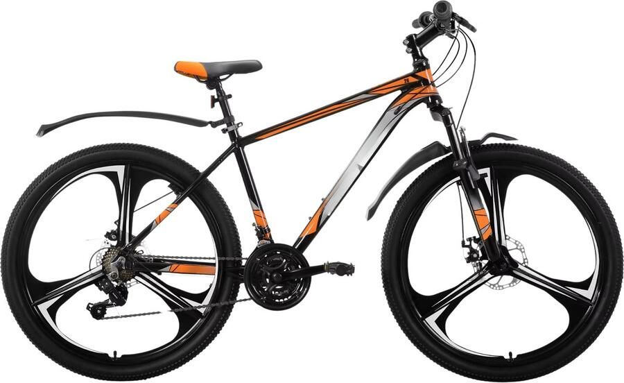 Happiq Mountainbike – Voor en – 18 versnellingen 3 spaken schijfremfiets – Aluminium Oranje 66 cm - Foto 1