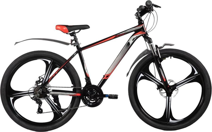 Happiq Mountainbike – Voor en – 18 versnellingen 3 spaken schijfremfiets – Aluminium Zwart 66 cm