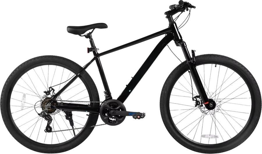 Happiq Mountainbike – Voor en – 21 versnellingen mechanische schijfrem voorverende vork – Zwart 66 cm