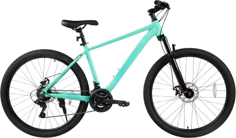 Happiq Mountainbike – Voor en – 21 versnellingen mechanische schijfrem voorverende vork – Groen 69 cm