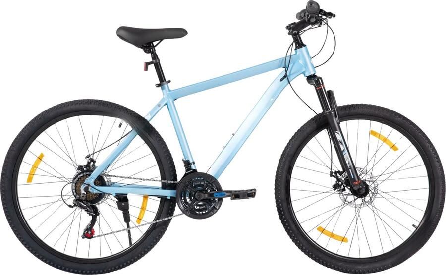 Happiq Mountainbike – Voor en – Hardtail 21 versnellingen schijfrem – 66 cm 70 cm wielen blauw aluminium frame