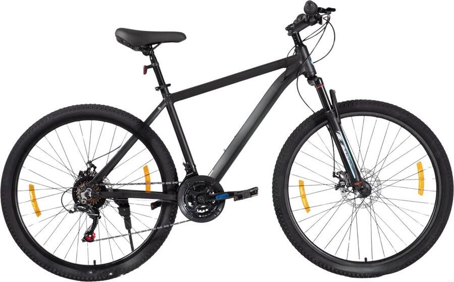 Happiq Mountainbike – Voor en – Hardtail 21 versnellingen schijfrem – 66 cm 70 cm wielen zwart aluminium frame
