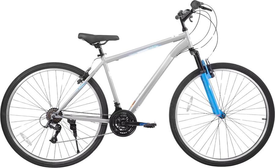 Happiq Mountainbike – Voor en – Hardtail 21 versnellingen V-brake – 66 cm 70 cm wielen grijs hoogwaardig stalen frame