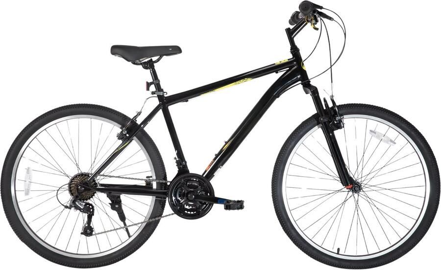 Happiq Mountainbike – Voor en – Hardtail 21 versnellingen V-brake – 66 cm 70 cm wielen zwart hoogwaardig stalen frame
