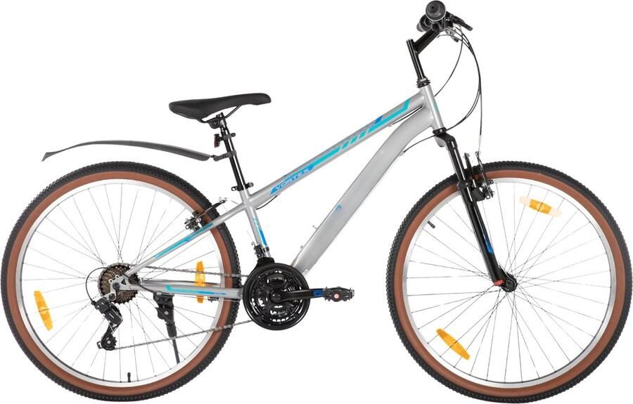 Happiq Mountainbike – Voor en – Hardtail 21 versnellingen V-brake – 66 cm wielen grijs frame van hoogwaardig staal
