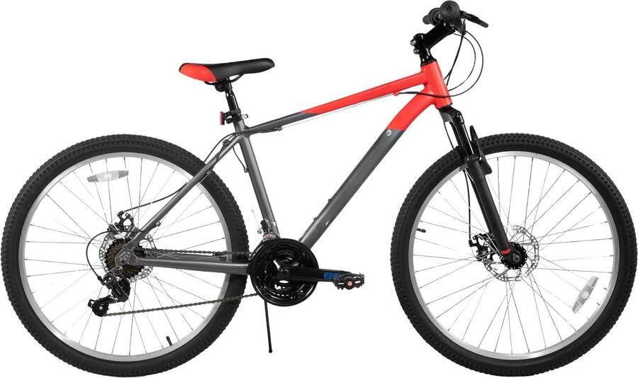 Happiq Mountainbike – Voor heren en studenten – 18 versnellingen voor- en achterschijfremmen verende vork – 66 cm 70 cm wielen oranje aluminium frame