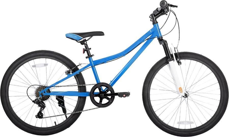 Happiq Mountainbike – Voor kinderen en – Voorverende vork kinderfiets – Blauw 61 cm