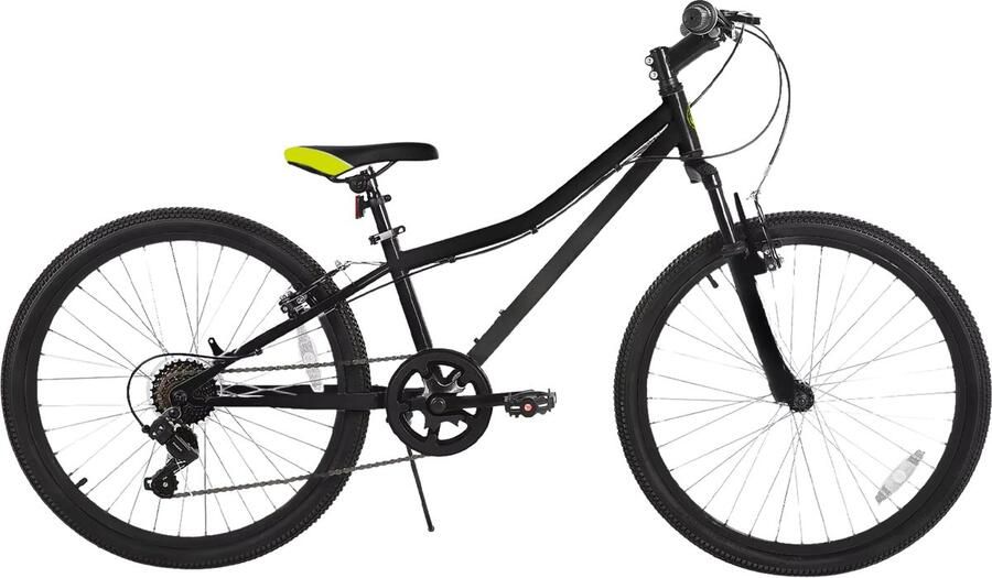 Happiq Mountainbike – Voor kinderen en – Voorverende vork kinderfiets – Zwart 61 cm