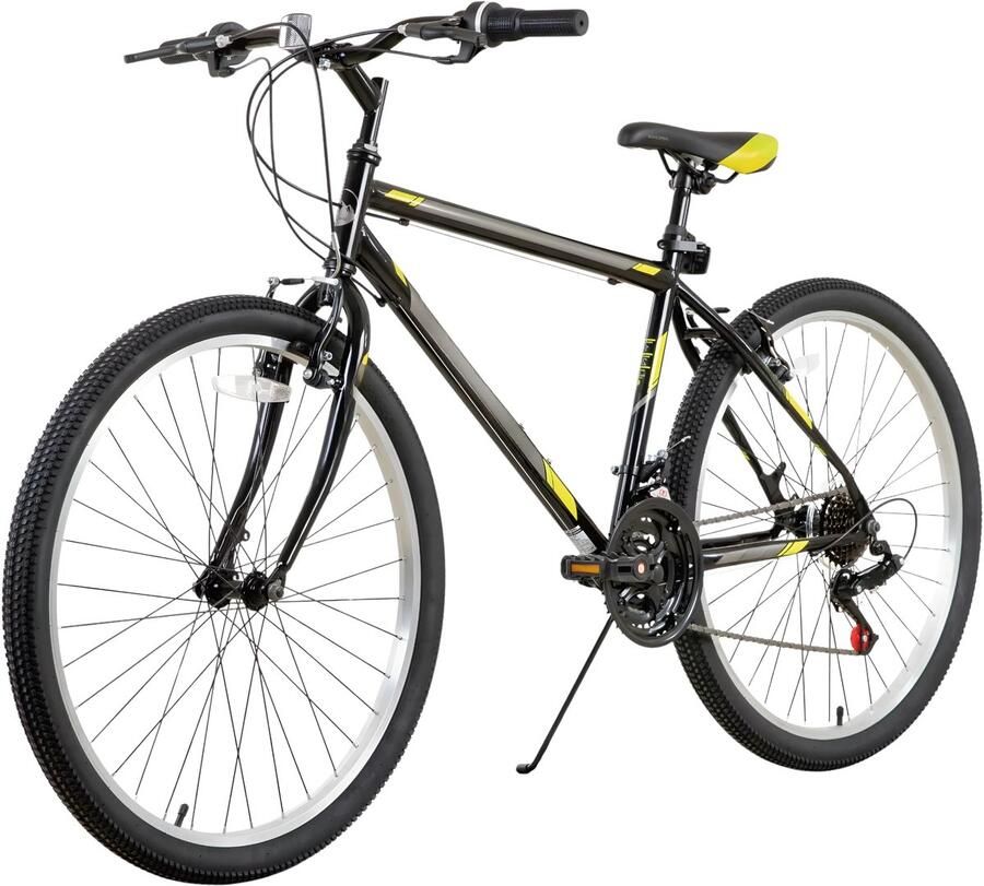 Happiq Mountainbike – Voor volwassenen en – 24 26 inch (61 66 cm) 21 snelheden koolstofstaal frame sport-MTB – Black-26 Inch-21