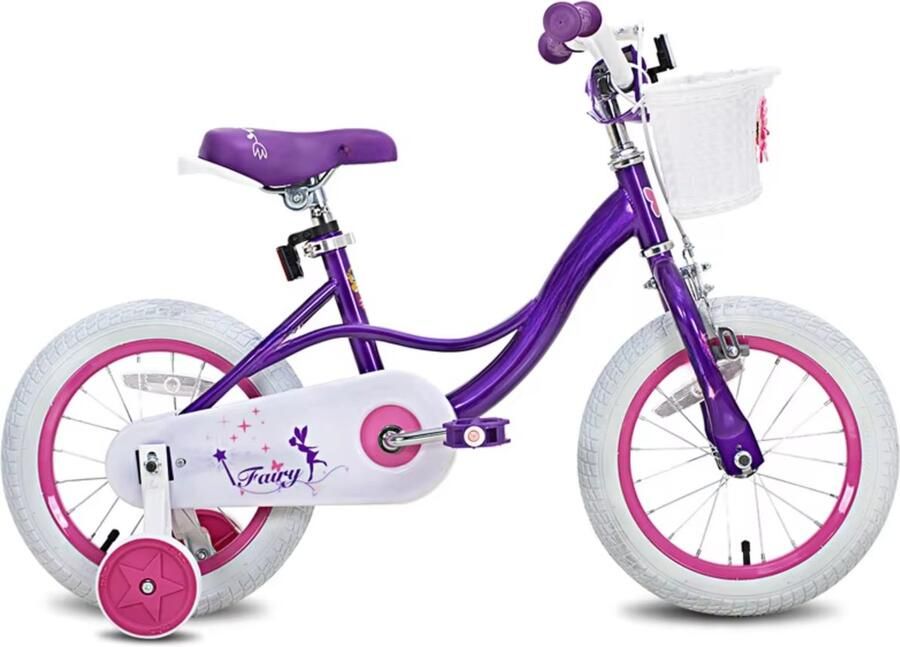 Happiq Peuter- en Kinderfiets 30 cm – Voor Meisjes van 2–9 Jaar – Zijwieltjes Handrem en Mand – Peuterfiets – Paars - Foto 1