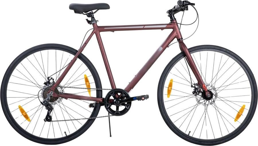 Happiq Racefiets – Voor en – 7 versnellingen dubbele schijfrem lichtgewicht frame – Aluminium Rood Maat M (71 cm)