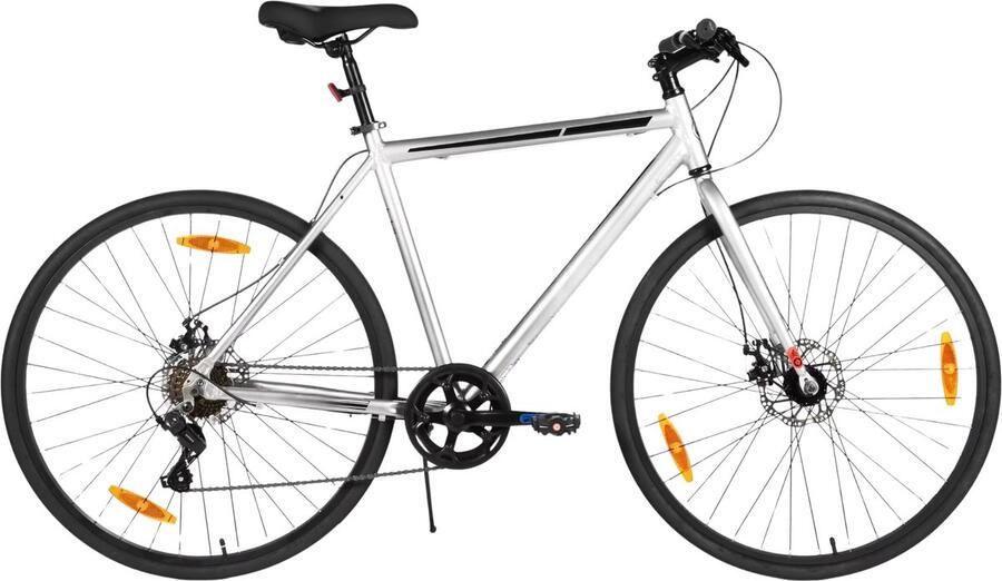 Happiq Racefiets – Voor en – 7 versnellingen dubbele schijfrem lichtgewicht frame – Aluminium Zilver Maat M (71 cm)