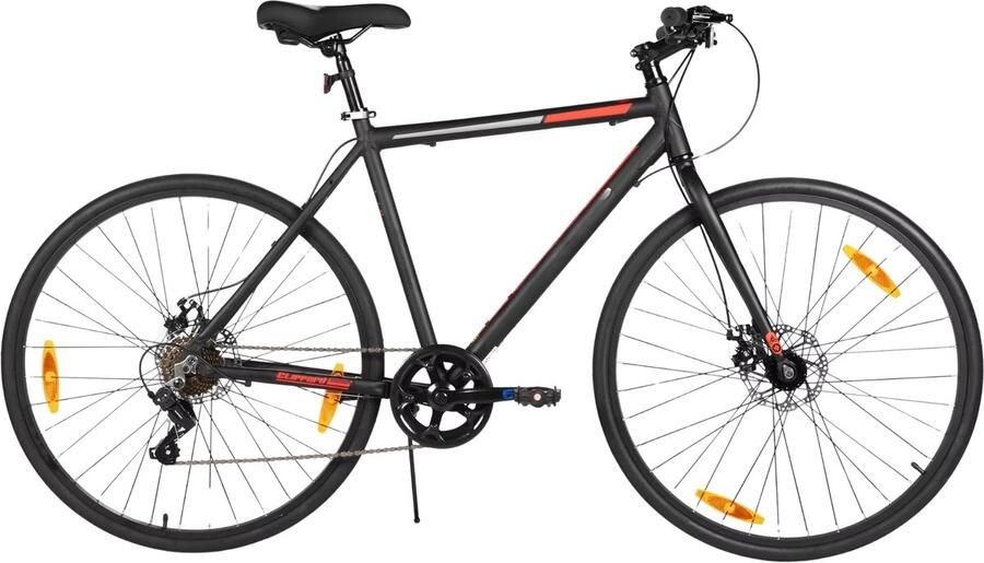 Happiq Racefiets – Voor en – 7 versnellingen dubbele schijfrem lichtgewicht frame – Aluminium Zwart Maat L (71 cm)