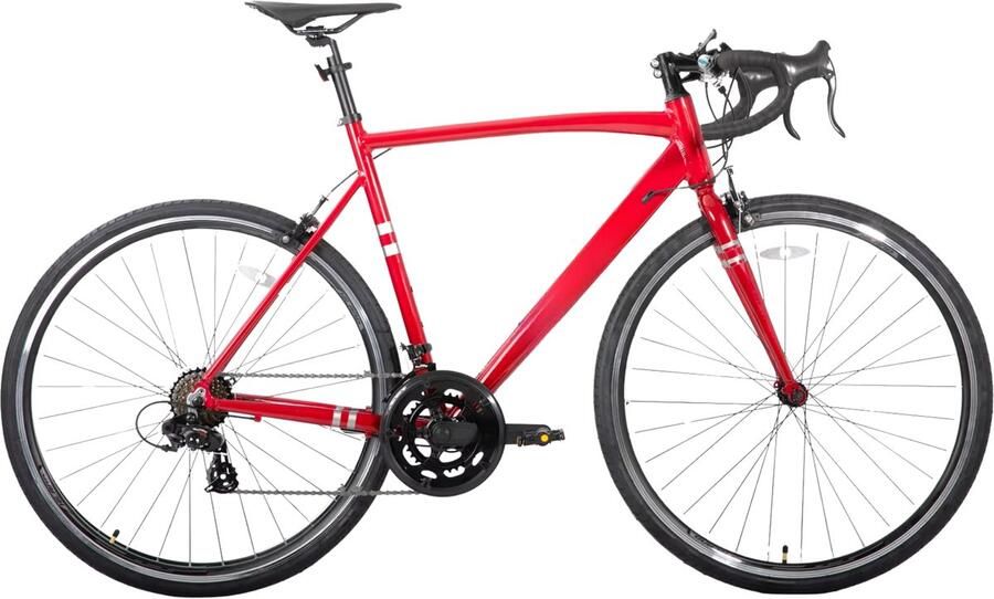 Happiq Racefiets – Voor heren racegebruik – Aluminium frame Shimano 14 versnellingen – Rood maat L (59 cm)