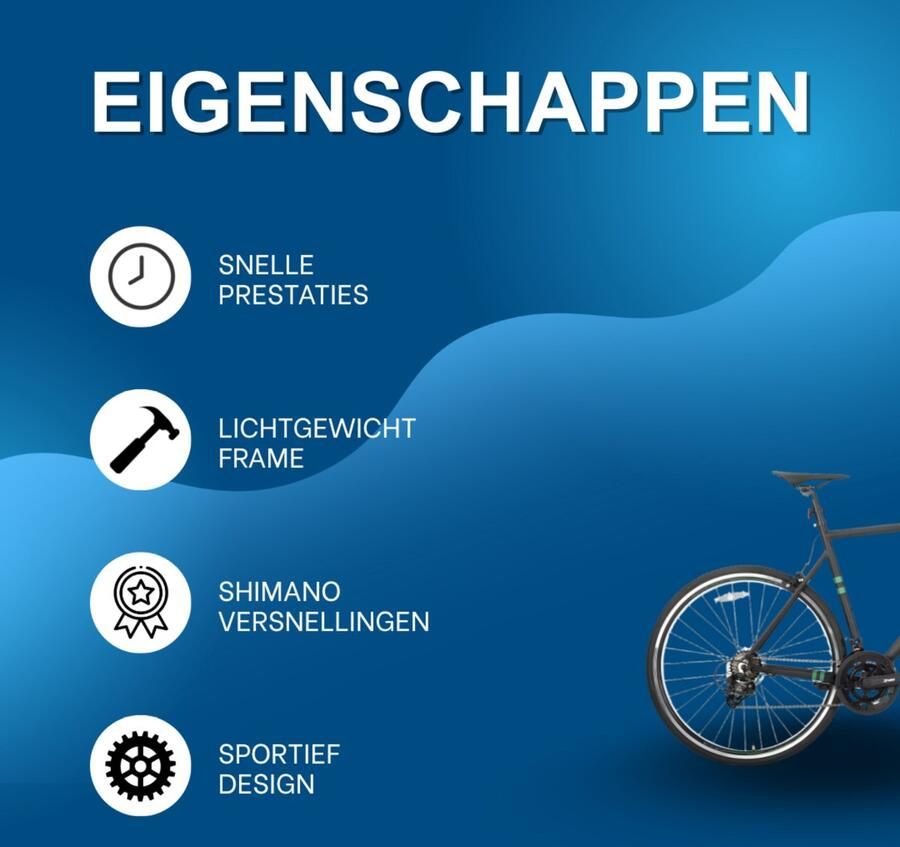 Happiq Racefiets – Voor heren racegebruik – Aluminium frame Shimano 14 versnellingen – Zwart maat M (57 cm)