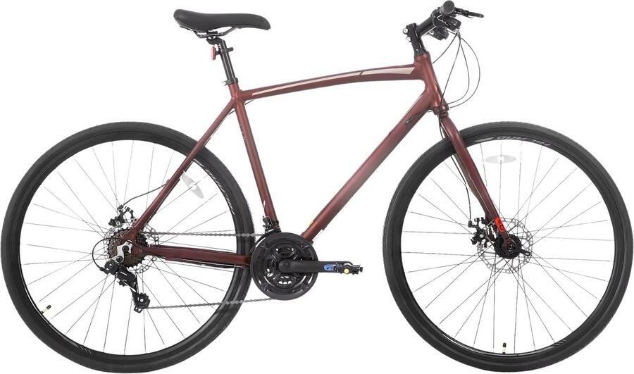 Happiq Racefiets – Voor volwassenen – 14 versnellingen lichtgewicht aluminium frame geschikt voor stadswoon-werkverkeer en fitness – Rood M 700c