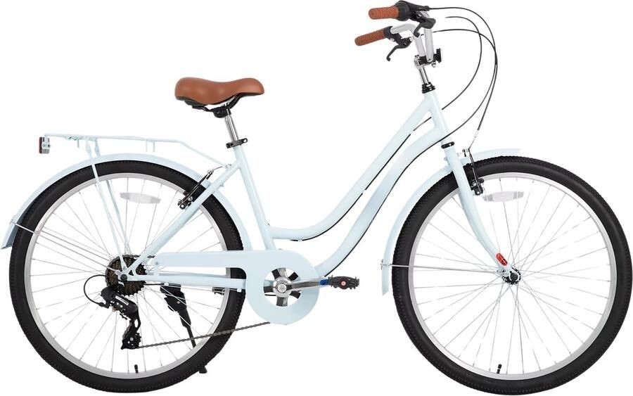 Happiq Strandcruiser – Voor en – 7 versnellingen achterdrager retro stijl – Blauw 66 cm