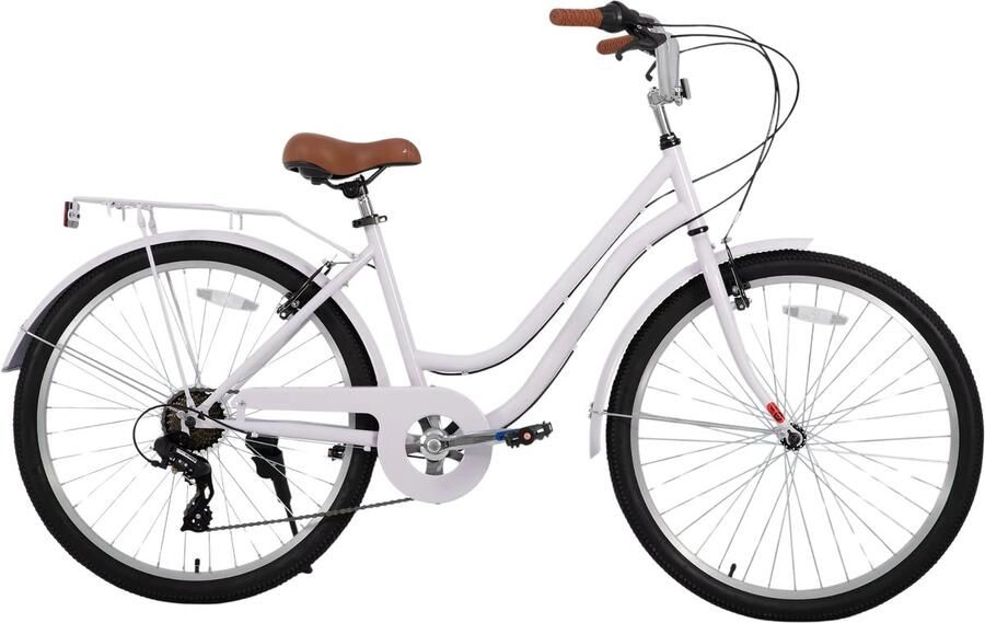 Happiq Strandcruiser – Voor en – 7 versnellingen achterdrager retro stijl – Paars 66 cm