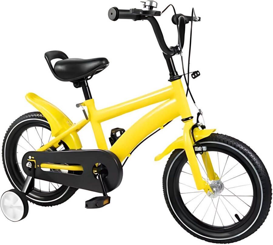 Happiq Kinder driewieler Tavien 17 inch Met zijwieltjes Voor kinderen Kinderfiets Babyfiets Peuterfiets Geel- 1 tot 5 jaar