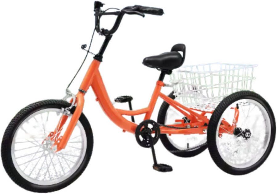Happiq Kinderfiets Fioren 16 Inch Kinder fiets driewieler Oranje Met mand Kinderdriewieler Voor jongens