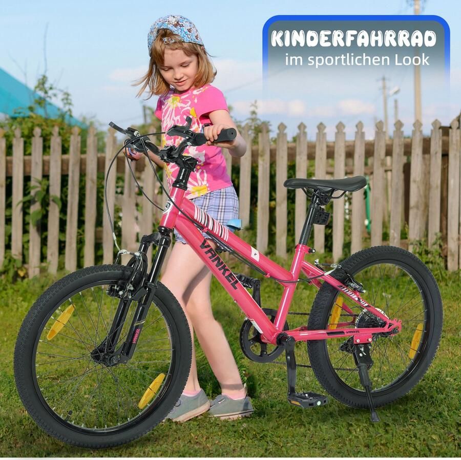 HAUSS SPOLE Kinderfiets 20 Inch Mountainbike Met 6 Versnellingen Staal Roze Lage Instap Voor Dagelijks Gebruik En Vrije Tijd
