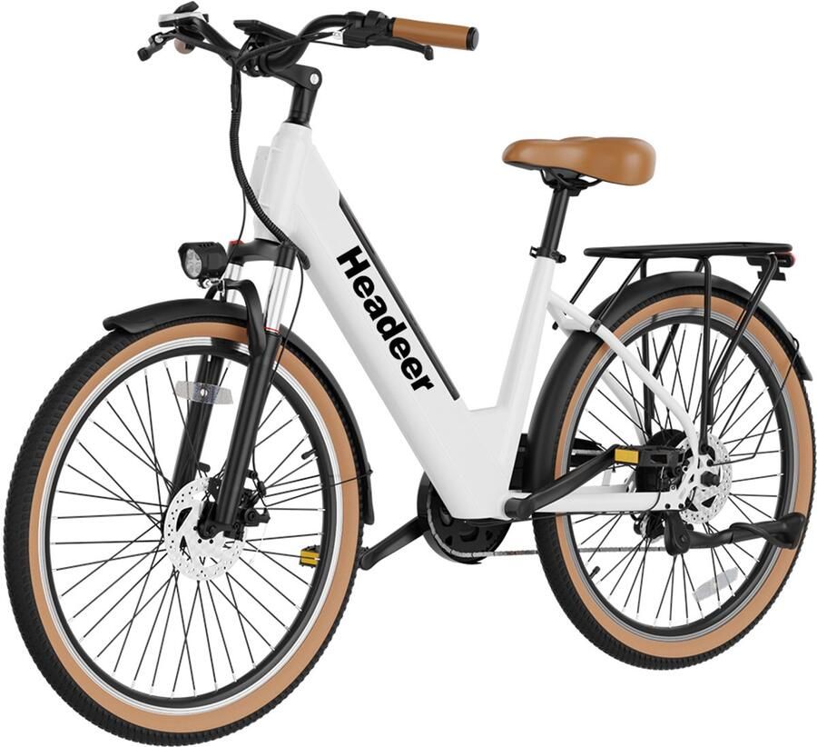Headeer BD26195 E-bike 26*1.95 Inch 40km actieradius 350W motor 48V 13.5Ah accu Topsnelheid 25 km u Wit