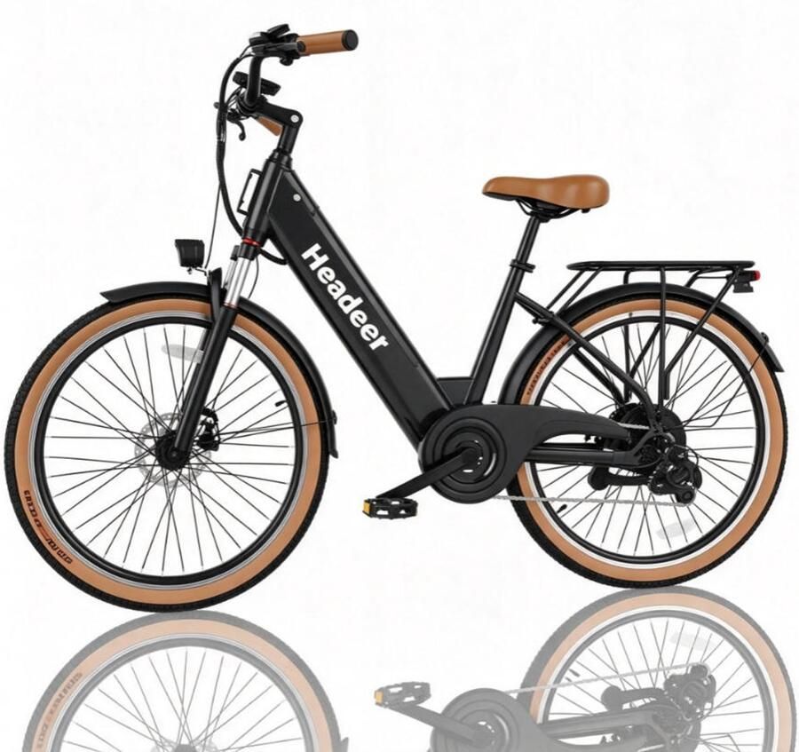 Headeer BD26195 Fiets (elektrisch) – 250W Motor – 48 V11.5 Ah – tot 25 km u – 35 km Actieradius – Shi o 7-versnellingssysteem – voorvering – zwart