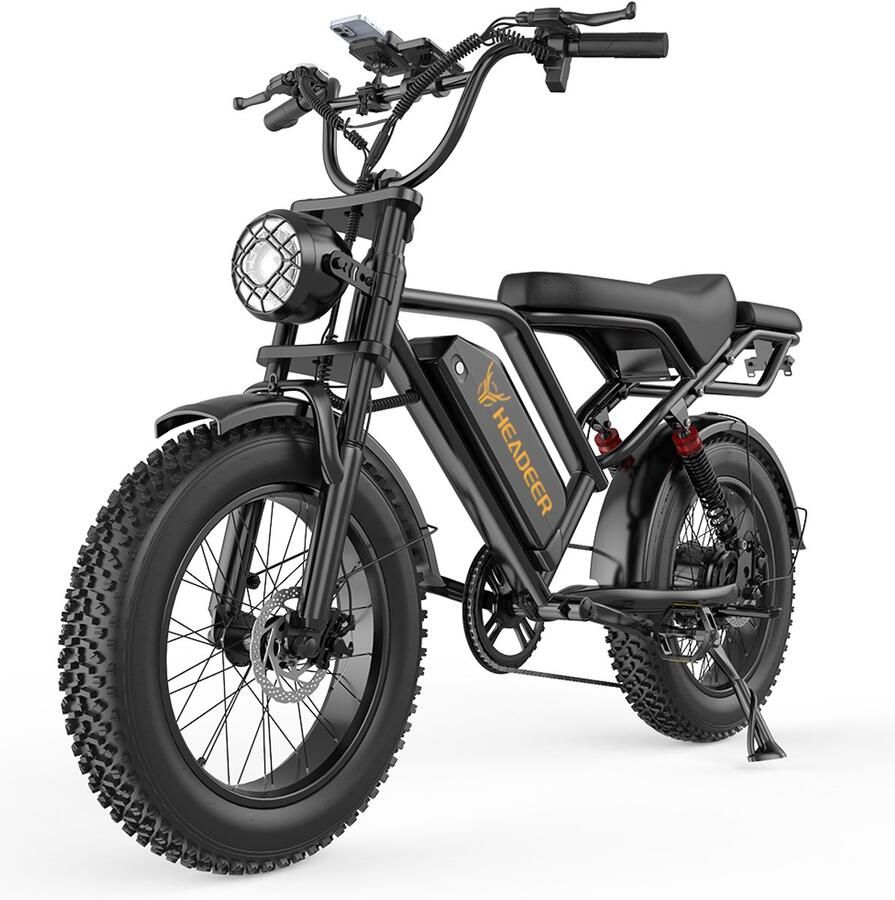 Heedear Elektrische Fatbike BK20 – 48V 20Ah Accu – Actieradius tot 100 km – 20” x 4.0 Brede Banden – Dubbele Vering – LCD Display – Zwart