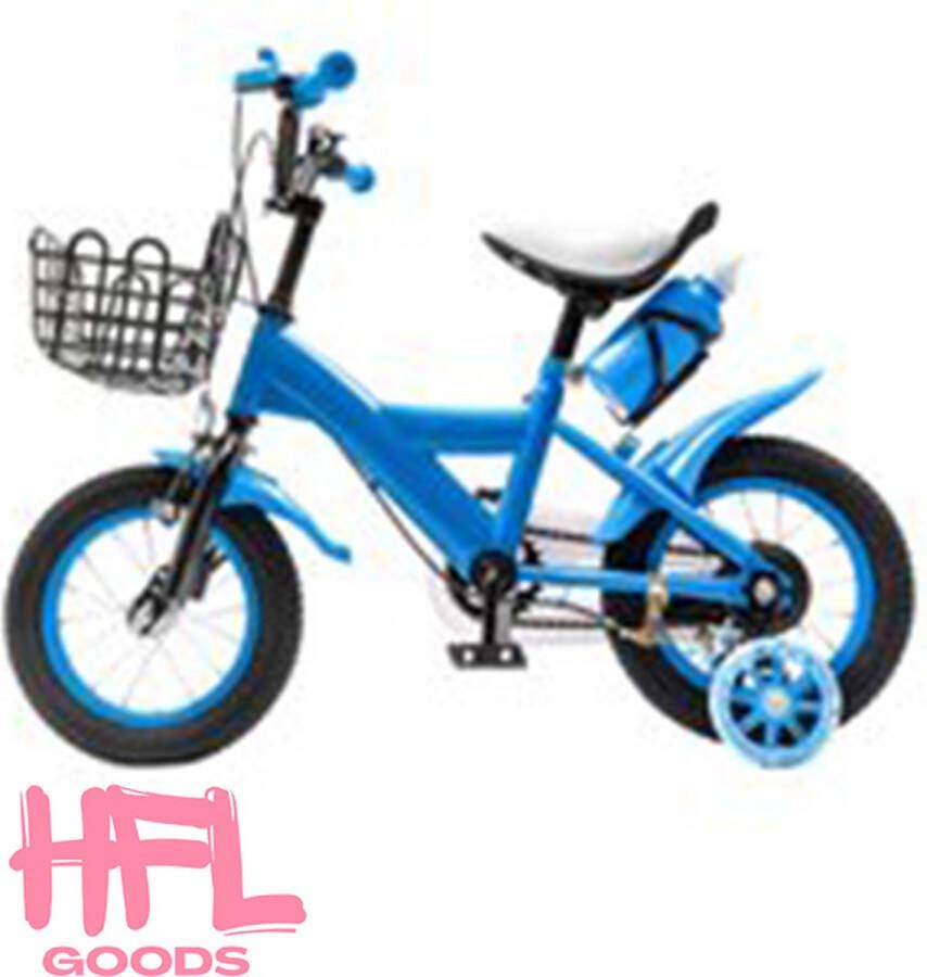 HFL Goods 12 inch Luxe Kinderfiets Ideaal Voor Beginners Met Een Robuust Carbon Stalen Frame Assistentiewiel Voor Extra Stabiliteit Perfect Voor Binnen En Buiten Avonturen Blauw